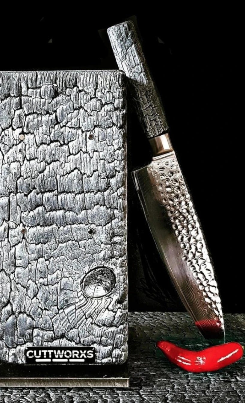 Cuttworxs Flamewood Koksmes Damaststaal VG10 2 Cuttworxs Flamewood Koksmes Damaststaal VG10 - Afbeelding 2
