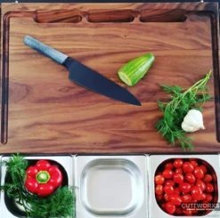 Cuttworxs Notenhouten Snijplank XL Met Sap Geul En Geïntegreerde Opvangbak -Barbecue Benodigdheden Winkel cuttworxs notenhouten snijplank xl met sap geul en 3