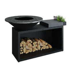 Ofyr Island Black 85 -100 Teak Hout En Donker Grijs Keramiek -Barbecue Benodigdheden Winkel ofyr island black 85 100 teak hout en donker grijs 3